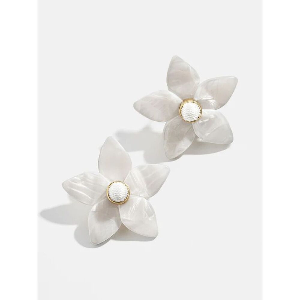 Baublebar resin mother of pearl cream flower statement earrings
